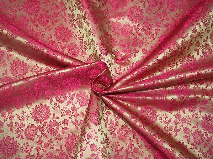 Silk Brocade Fabric Lollipop[Magenta/Pink] COLOR 44" WIDE BRO767[4]