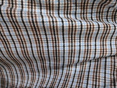 Wool and Acrylic blend fabric pastel blue brown and black plaids [15822]