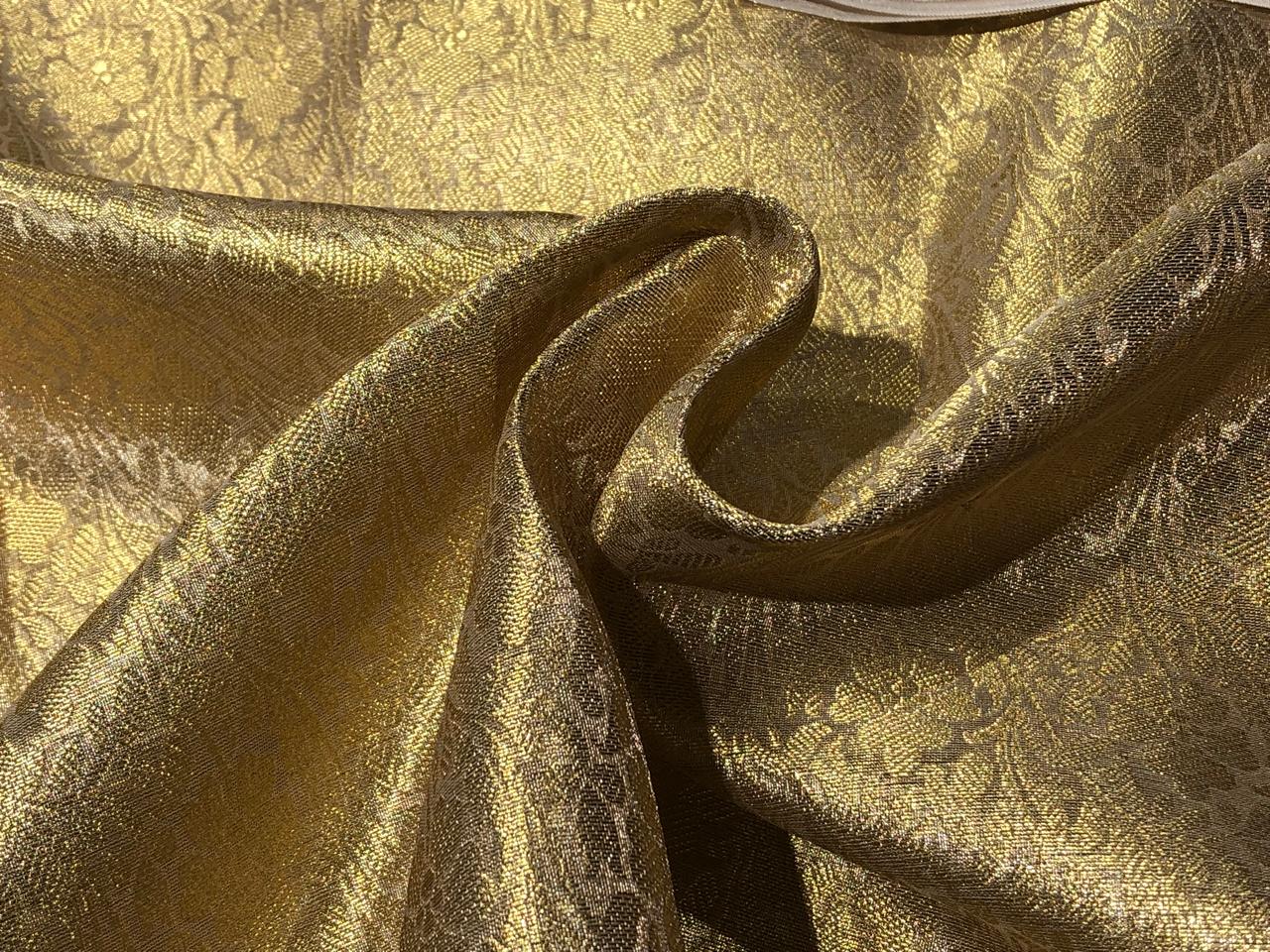Brocade Tissue fabric  metallic gold color all over self jacquard 44" wide available in 2 different patters geometric floral motif and all over floral BRO1030[1/3]