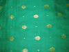100% Silk Brocade Fabric Kingfisher Green x Metallic Gold color 44" wide BRO772A[5]
