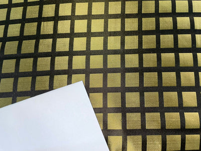 100% silk tafetta plaids gold and black color REVERSABLE TAFC53[7] 54&quot; wide