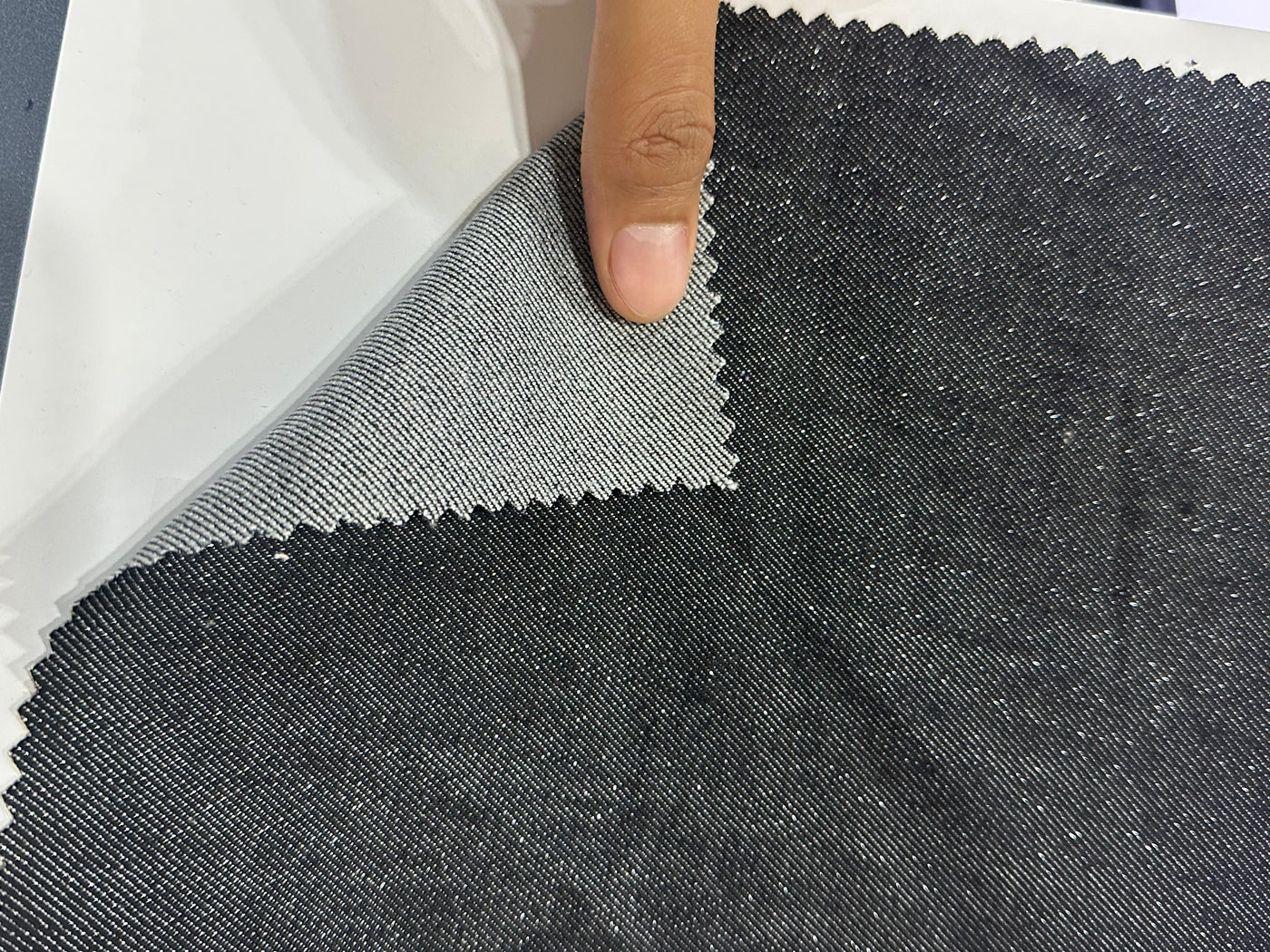 100% Cotton Denim Fabric 58" wide black  with silver  shimmer  [17748]