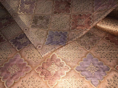 Silk Brocade fabric GOLD AND ROSE GOLD POSITION PRINT [BRO1015[4]
