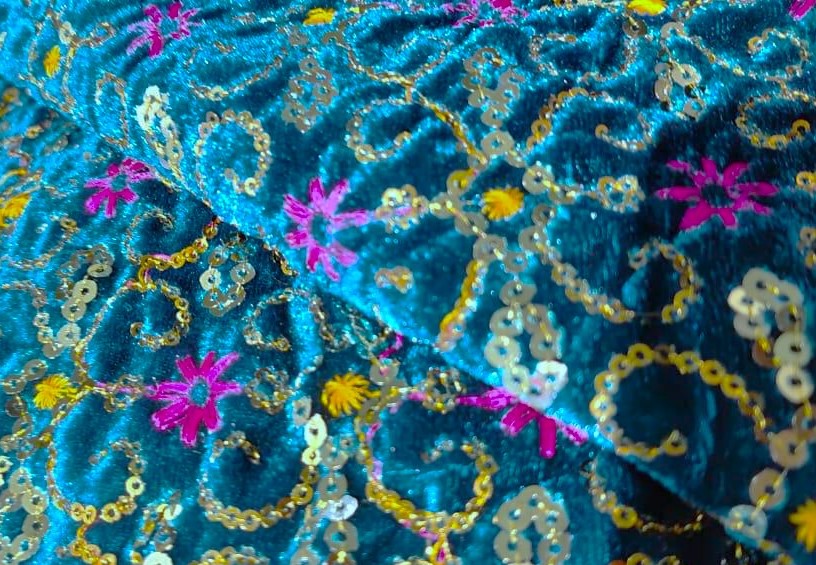 Micro Velvet Fabric Embroidered 44