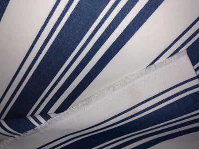 100% Cotton Denim Fabric 58" wide available in 4  different stripe designs 2 navy and white stripes and 2 navy and cream stripe