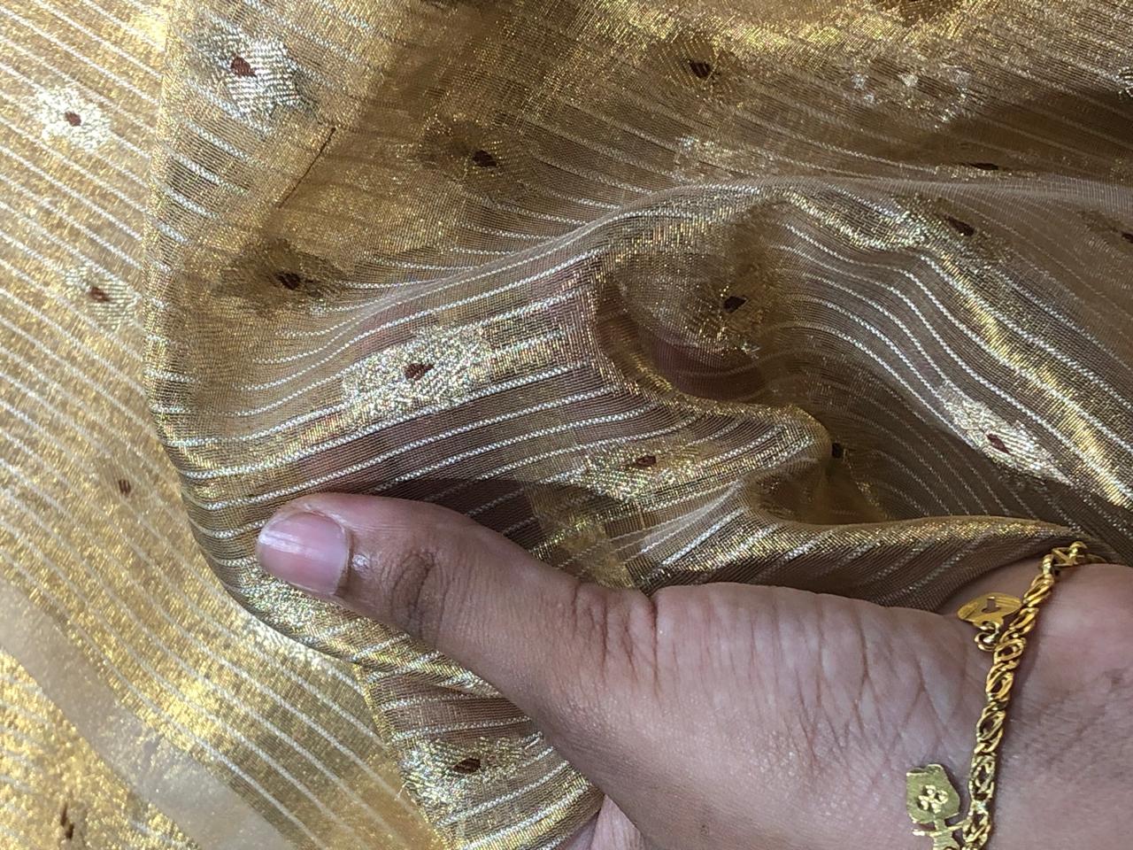 Tissue Crushed sheer mina MOTIF jacquard fabric 44"wide available in 3 colors gold, silver gold and silver grey[18254/55/56/57]