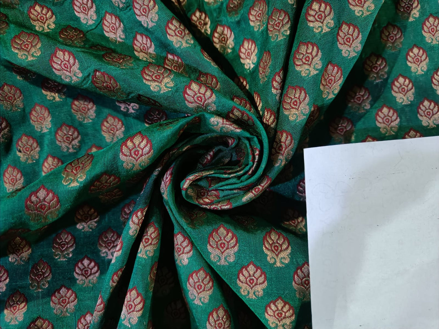 Silk Brocade fabric Semi Sheer Metallic Gold,Red & Green BRO237[5]
