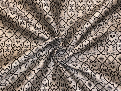 Silk Brocade fabric silver grey and black  BRO1083[1]