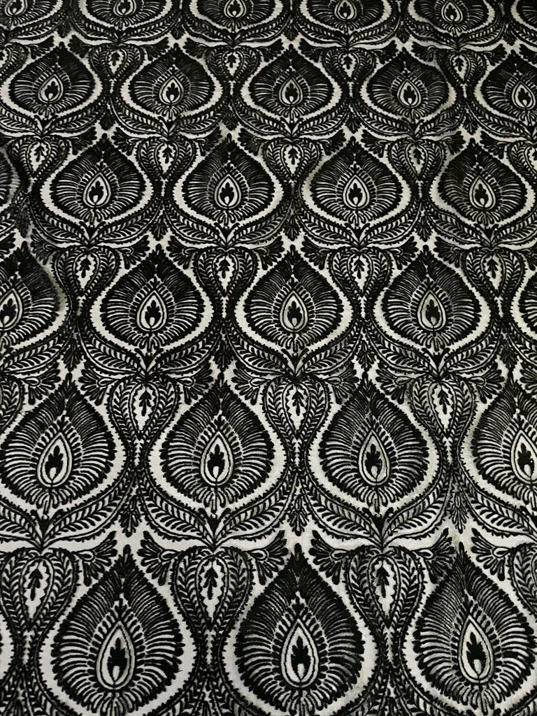 Beautiful Embroidery  LACE fabric BLACK 58" WIDE