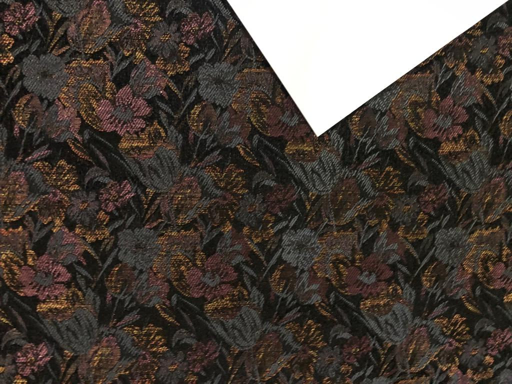 Silk Brocade fabric black, grey, old rose with metallic bronze 54" wide BRO912[5]