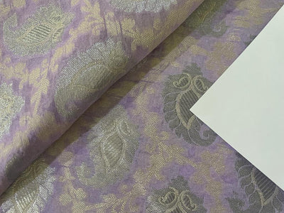 SILK ORGANZA JACQUARD FABRIC with METALLIC SILVER paisley  44" available in 2 colors [lavender and green]