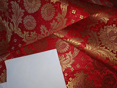 Silk Brocade Fabric RED x metallic gold color 44" wide BRO709[5]