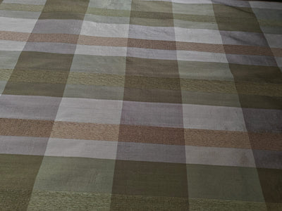 100% PURE SILK DUPIONI FABRIC BROWN,,GOLD,GREEN COLOR PLAIDS 54" WIDE DUPNEWCROLL28