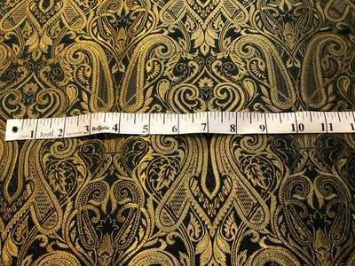 Silk Brocade fabric gold jacquard paisleys available in 3 colors pink/teal , green and red/black  BRO1103