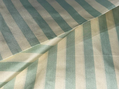 100% Silk Taffeta Sea Green And Cream stripe TAFS100