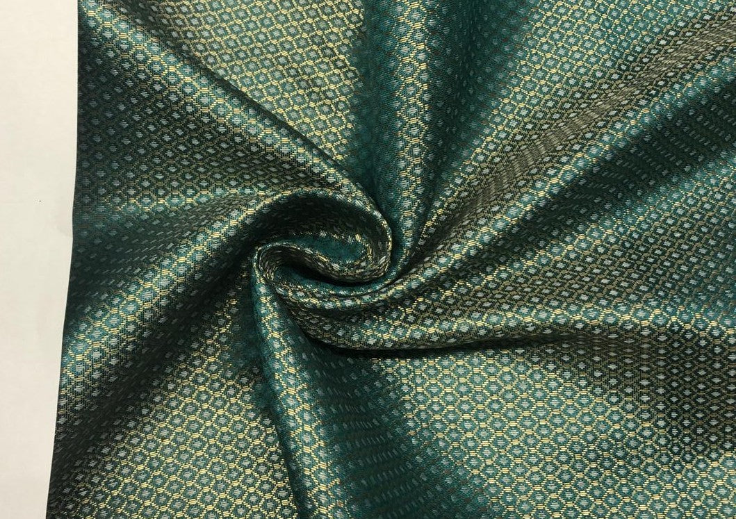 Silk Brocade fabric teal and subtle gold motif BRO1080[2]
