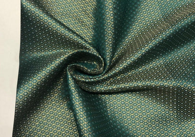 Silk Brocade fabric teal and subtle gold motif BRO1080[2]