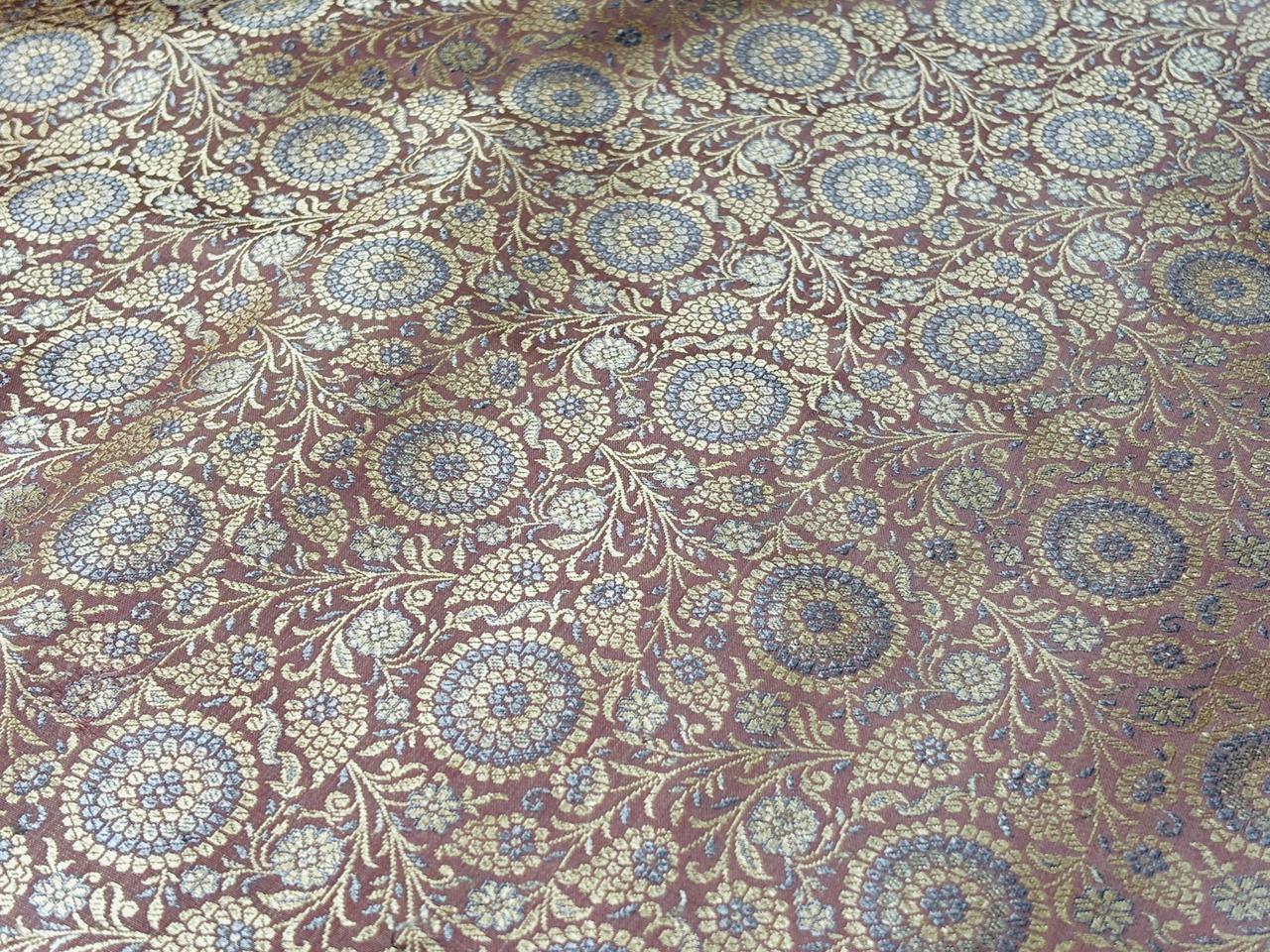 Silk Brocade fabric 44"dusty lavender with subtle gold  jacquard  BRO1064[4]