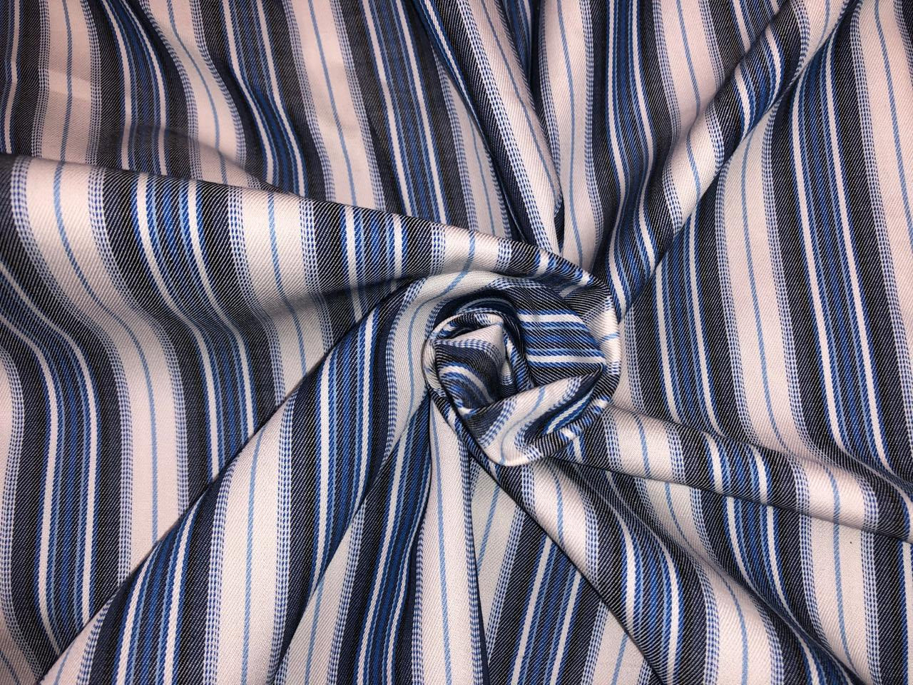 100% cotton poplin  twill weave blue /white stripe 56" wide [18385]