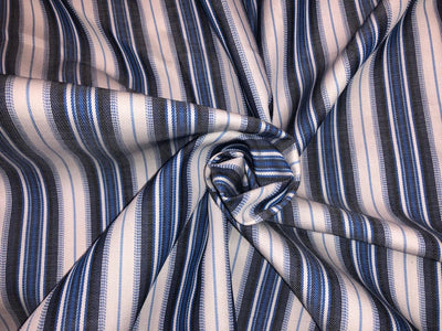 100% cotton poplin  twill weave blue /white stripe 56" wide [18385]