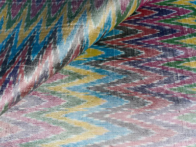 100% pure silk dupion ikat fabric multi colour 44&quot;wide