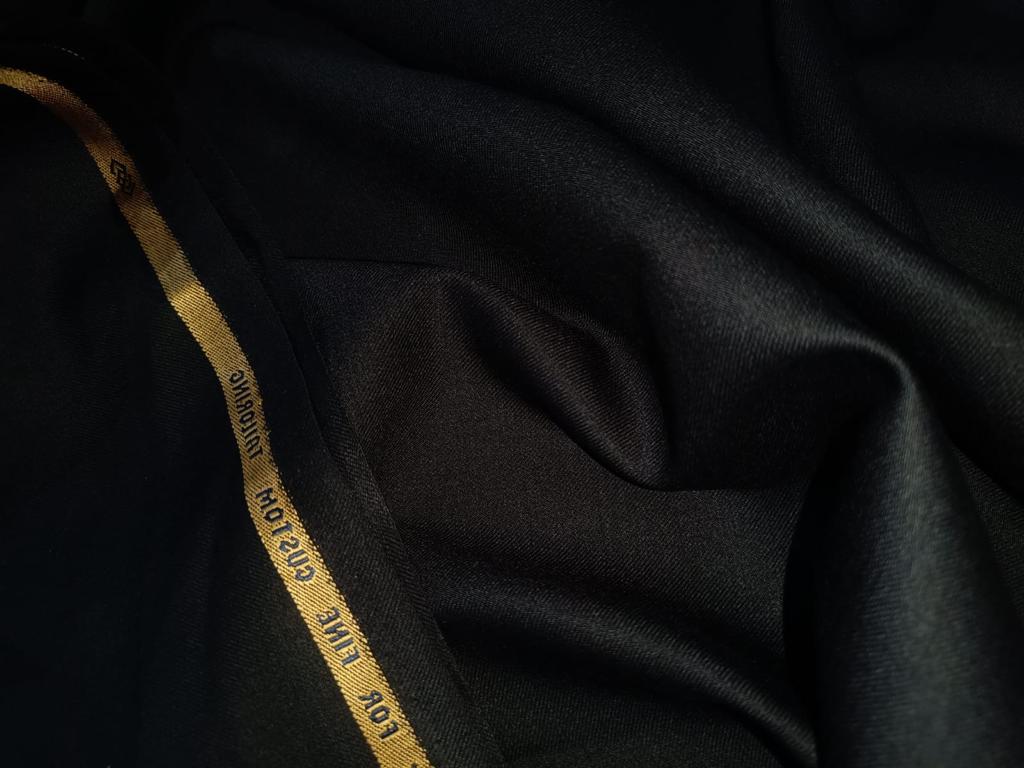 100% WOOL SUITING 58" wide super 120s BLACK [15591]
