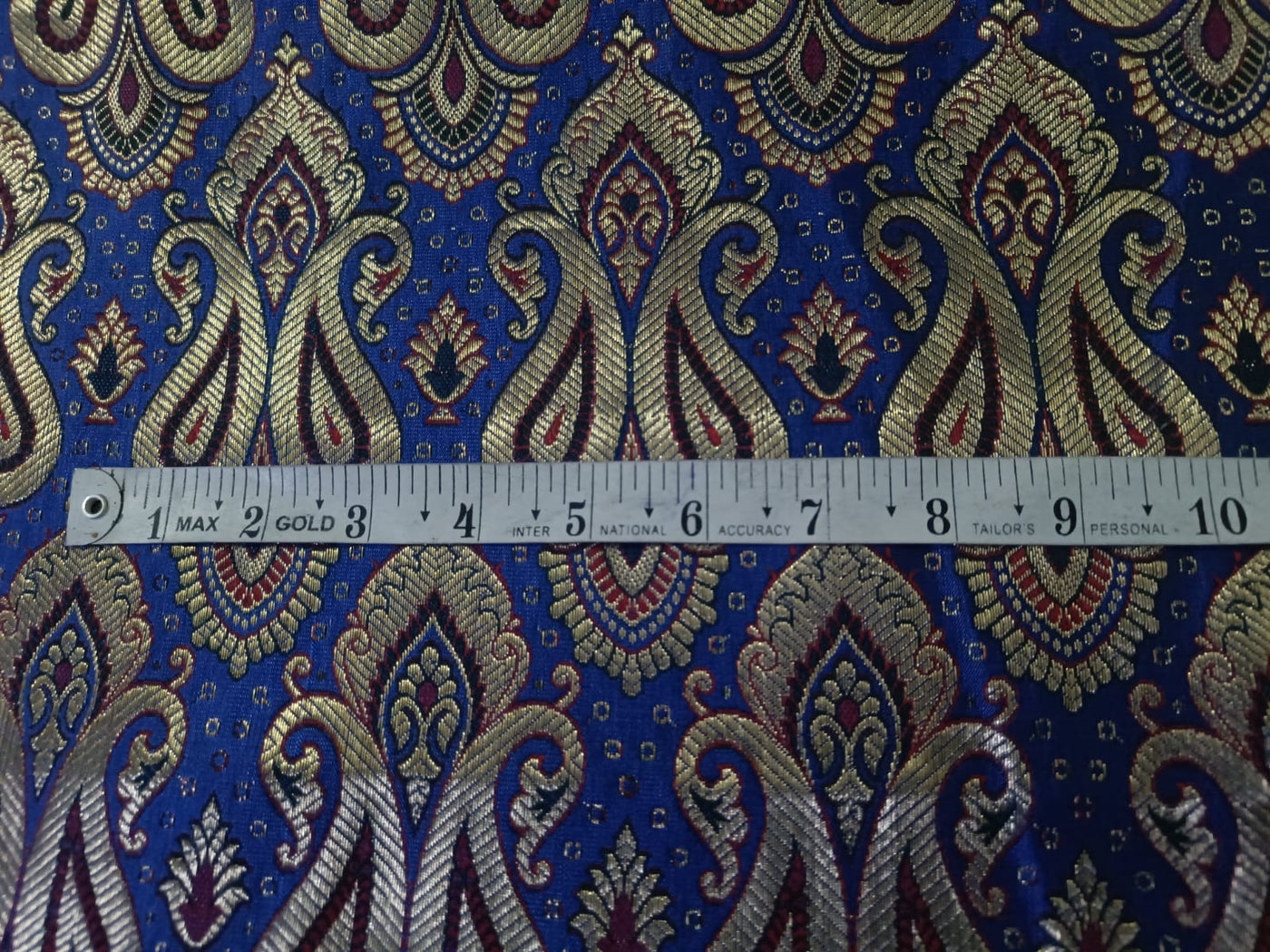 Silk Brocade fabric Blue and red with metallic gold  paisley jacquard COLOR 44" WIDE BRO898A[1]