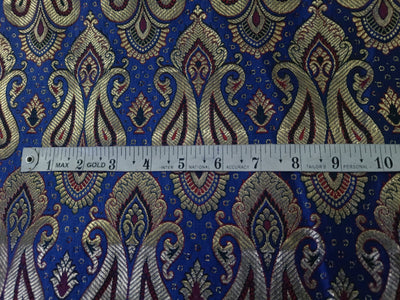 Silk Brocade fabric Blue and red with metallic gold  paisley jacquard COLOR 44" WIDE BRO898A[1]