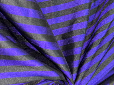 100% Pure Silk dupion STRIPE available in 2 colors PURPLE/BLACK and BURGANDY/BLACK  Fabric 44" wide DUPS71[1/2]
