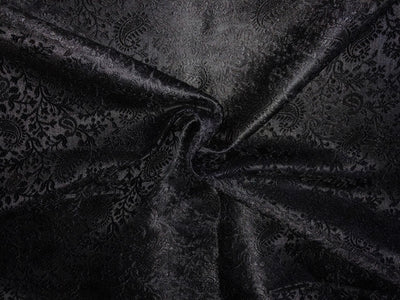 Silk Brocade fabric 56" jet black with self paisley jacquard BRO1057[3]