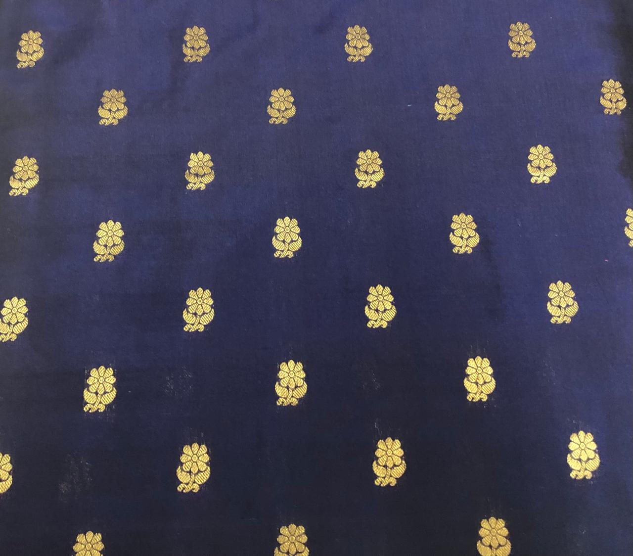 100% PURE Silk Brocade fabric with tiny floral motifs in gold available in 3 shades BRO1101[3/4/5]