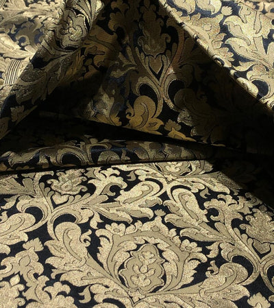 Brocade Heavy KING KHAB  Fabric  with white gold jacquard 44" wide available in 2 colors fiery rose and black BRO1052