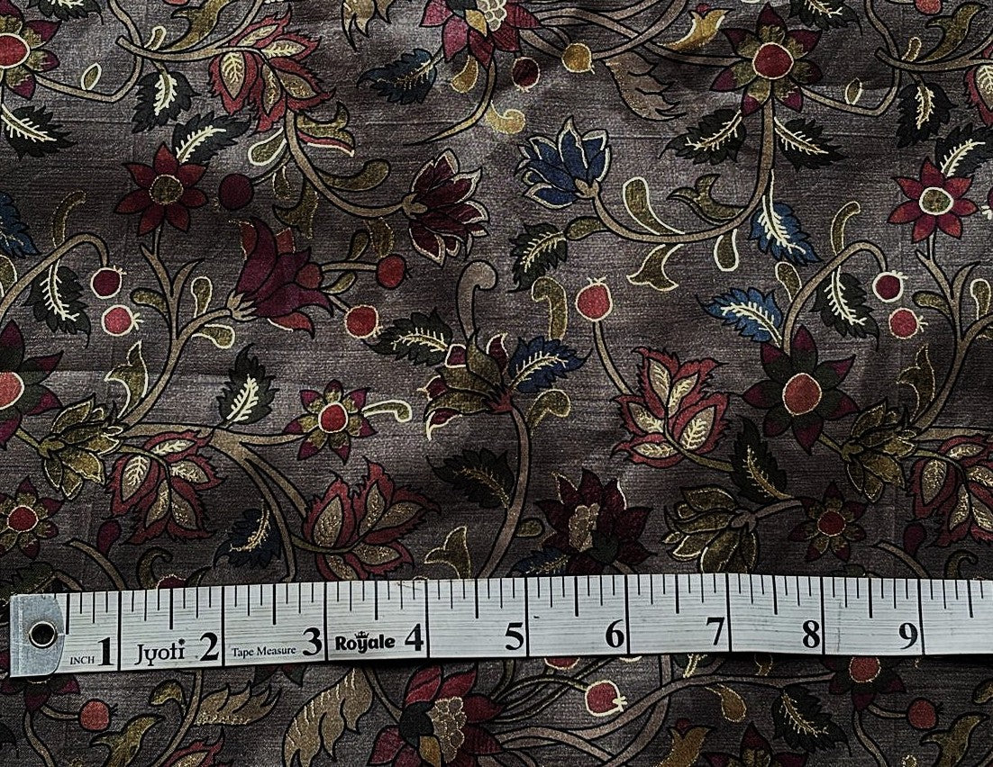 Modal Satin Digital Foil Print 44" available in 3 prints Indian classic ,grey floral and snake skin floral [18607/08/09]