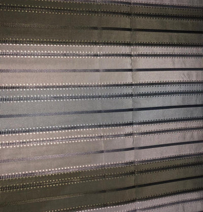 100% PURE SILK DUPIONI FABRIC  stripes SAGE GREEN AND CREAM RIBBED  54" WIDE single length 2.50 yds DUPcutS9