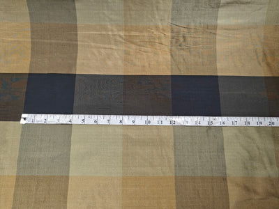 100% PURE SILK DUPIONI FABRIC BLACK,BROWN,CHARCOAL,GOLD,KHAKHEE COLOR PLAIDS 54" WIDE DUPNEWCROLL29