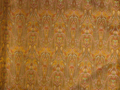 Silk Brocade fabric 44" paisley  jacquard available in 2 colors mustard ,red and green AND purple ,red and mustard BRO1049