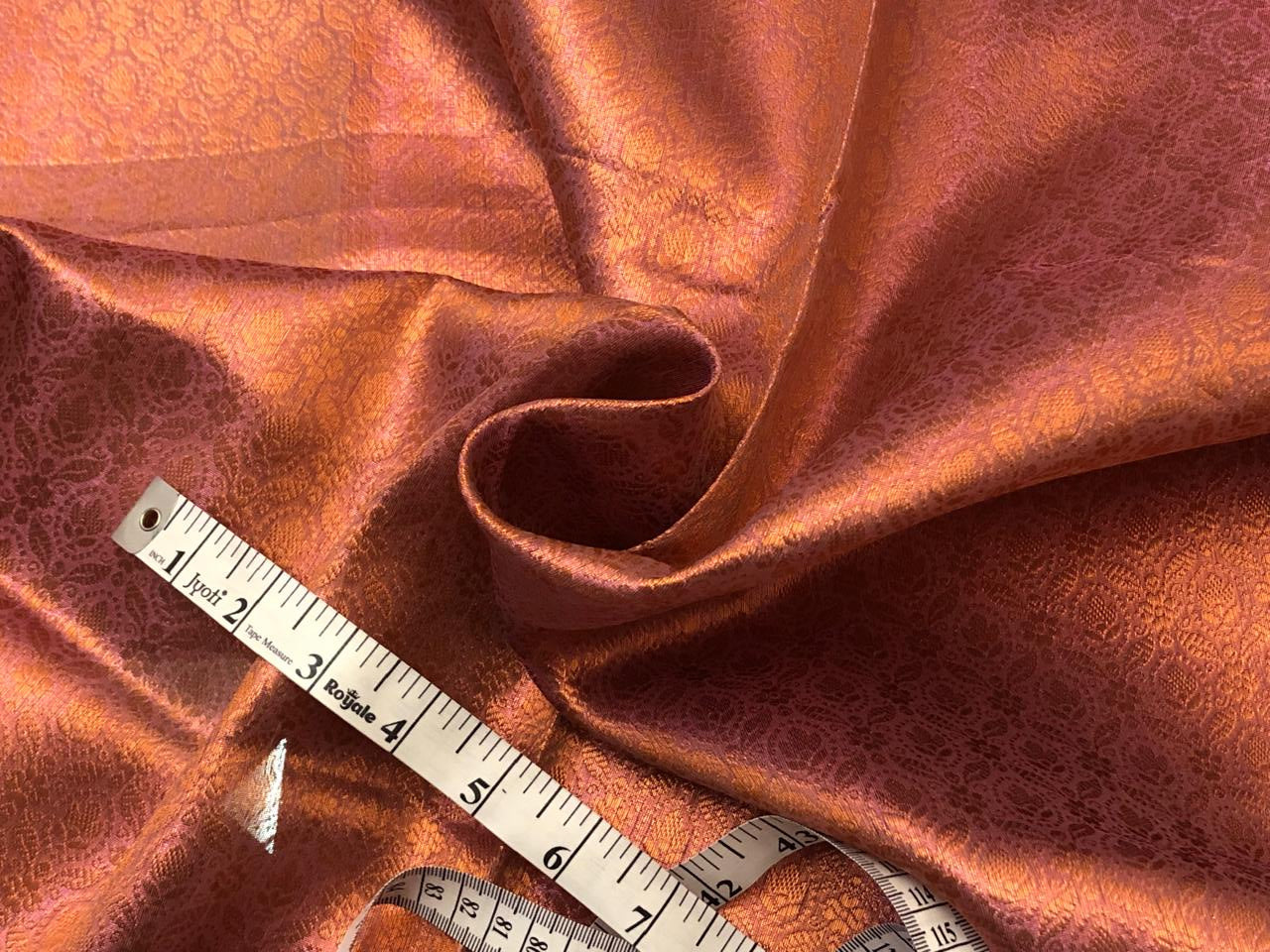 Silk Brocade fabric 44"two tone pink lavender floral jacquard motifsBRO1068[4]