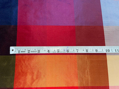 100% silk taffeta plaids MULTI  color PLAID TAFC53[4] 54&quot; wide 1.20 YARDS ONLY
