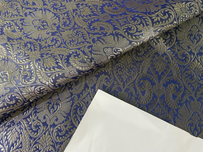 Silk Brocade Fabric Blue X Silver Color 44" Wide BRO548[5]