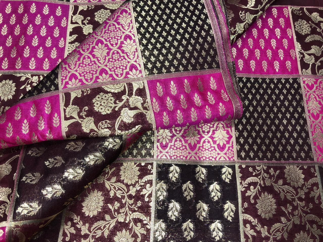 Silk Brocade fabric multi colors of  jacquard BRO1071 available in 8 different color combinations[BRO1071[]