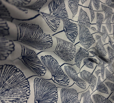 100% Rayon Viscose Print fabric 58" wide white with blue floral print [17114]