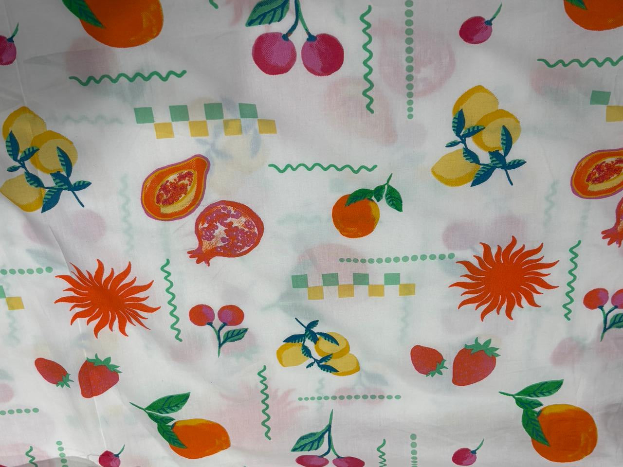 100% Cotton Poplin ivory with fruit print 56" wide [18270]