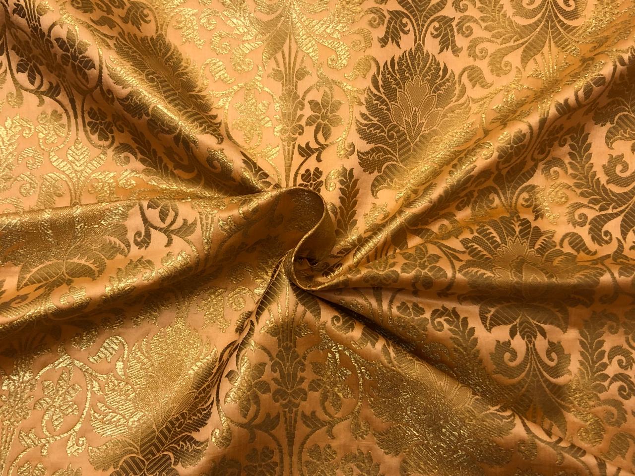 Silk Brocade fabric mulberry with beautiful gold  jacquard BRO1076[1/2]