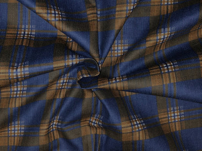 100% cotton plaids royal blue ,white and brown 56" wide [18345]
