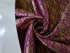 Silk Brocade fabric purple with metallic gold and green motif Jacquard color 44" wide BRO895[3]