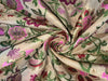 Silk Brocade fabric available in two colors Beige and green with multi color floral and metallic gold 44" wide BRO891[4&5]