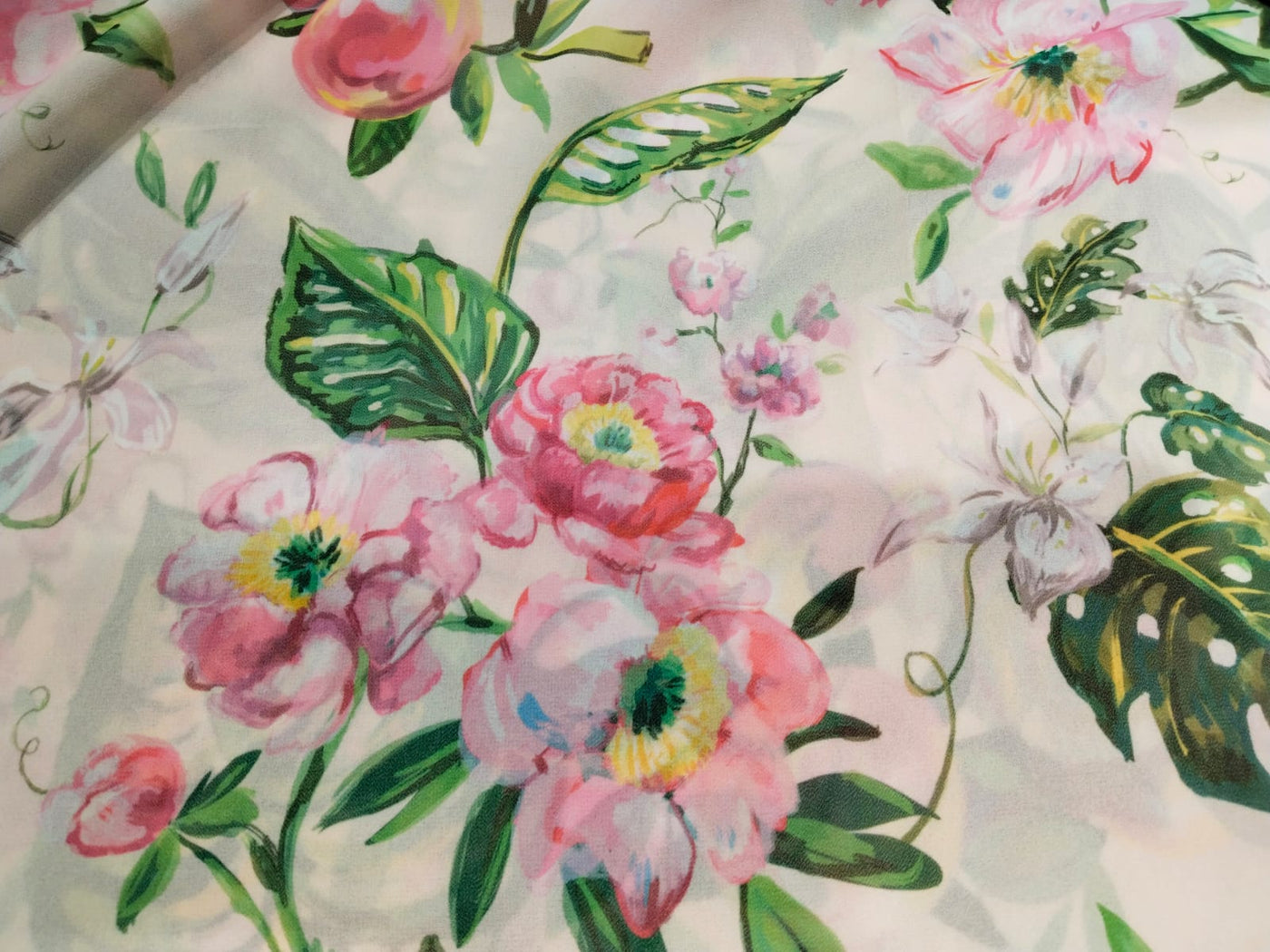 Imported Georgette digital print fabric 58" wide pastel floral [15882]