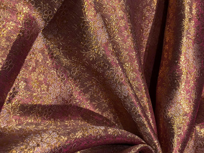 Silk Brocade fabric 44" two tone pink x gold floral  jacquard BRO1046[3]