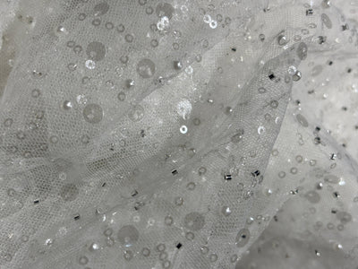 NET fabric  With self color  sequins and  pearls available in 2 colors black and white [17760/61]