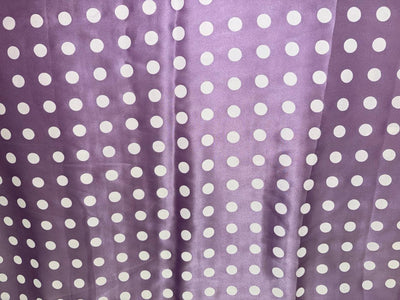 100% Pure Silk Satin 80 grams Lilac color with white dots 54"Wide Fabric [18283]
